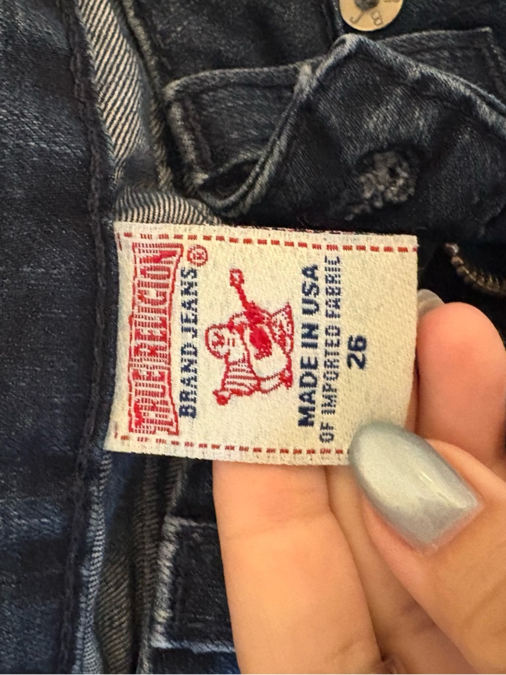 True Religion Indigo Denim Jeans with Silver Hardware
